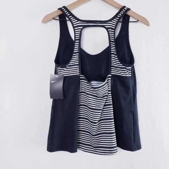 Nike‎ New Tankini Swim Top Key Hole Racerback V-neck Black Swimsuit Top NWT sz S - Picture 5 of 9